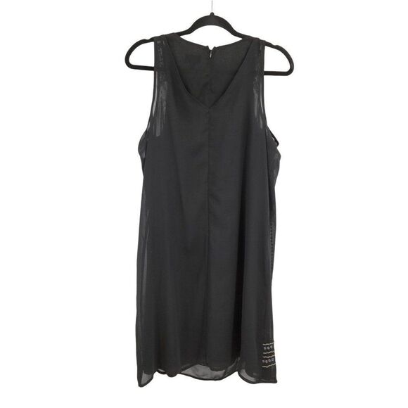 Nicole Miller Retro 20's Flapper Sheer Sleeveless Layered Beaded Dress Blk Sz XL - Picture 3 of 8